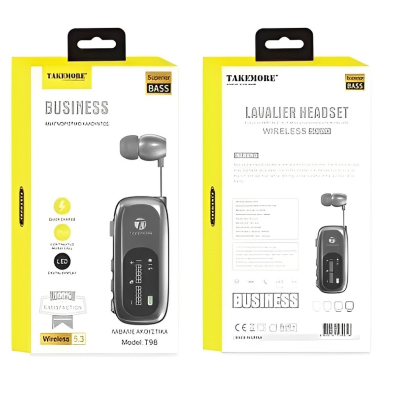 Ακουστικό πέτου Bluetooth Handsfree Takemore T98 μαύρο Ακουστικό πέτου Bluetooth Handsfree Takemore T98 μαύρο