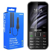 Maxcom MM334 3.2" με Bluetooth, Ραδιόφωνο, Κάμερα, Φακό και Μεγάλα Γράμματα Μαύρο + Φορτιστής Αυτοκινήτου Nokia Micro USB