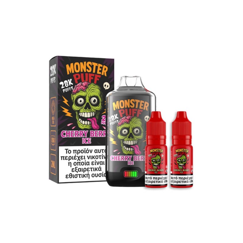 Monster Puff 28K Kit Cherry Berry Ice Συσκευή 2ml & 2x10ml 20mg
