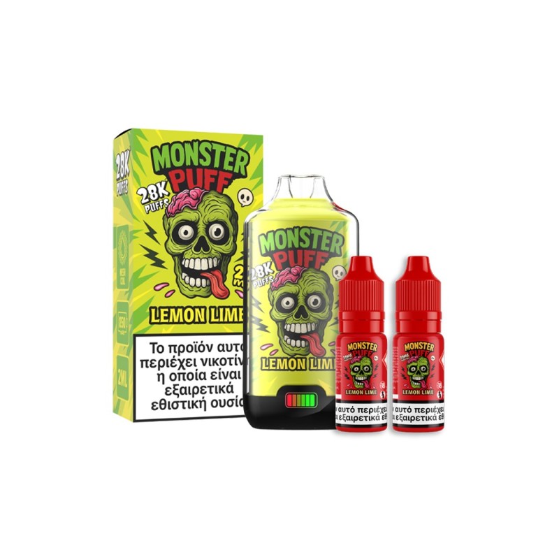 Monster Puff 28K Kit Lemon Lime Συσκευή 2ml & 2x10ml 20mg Monster Puff 28K Kit Lemon Lime Συσκευή 2ml & 2x10ml 20mg